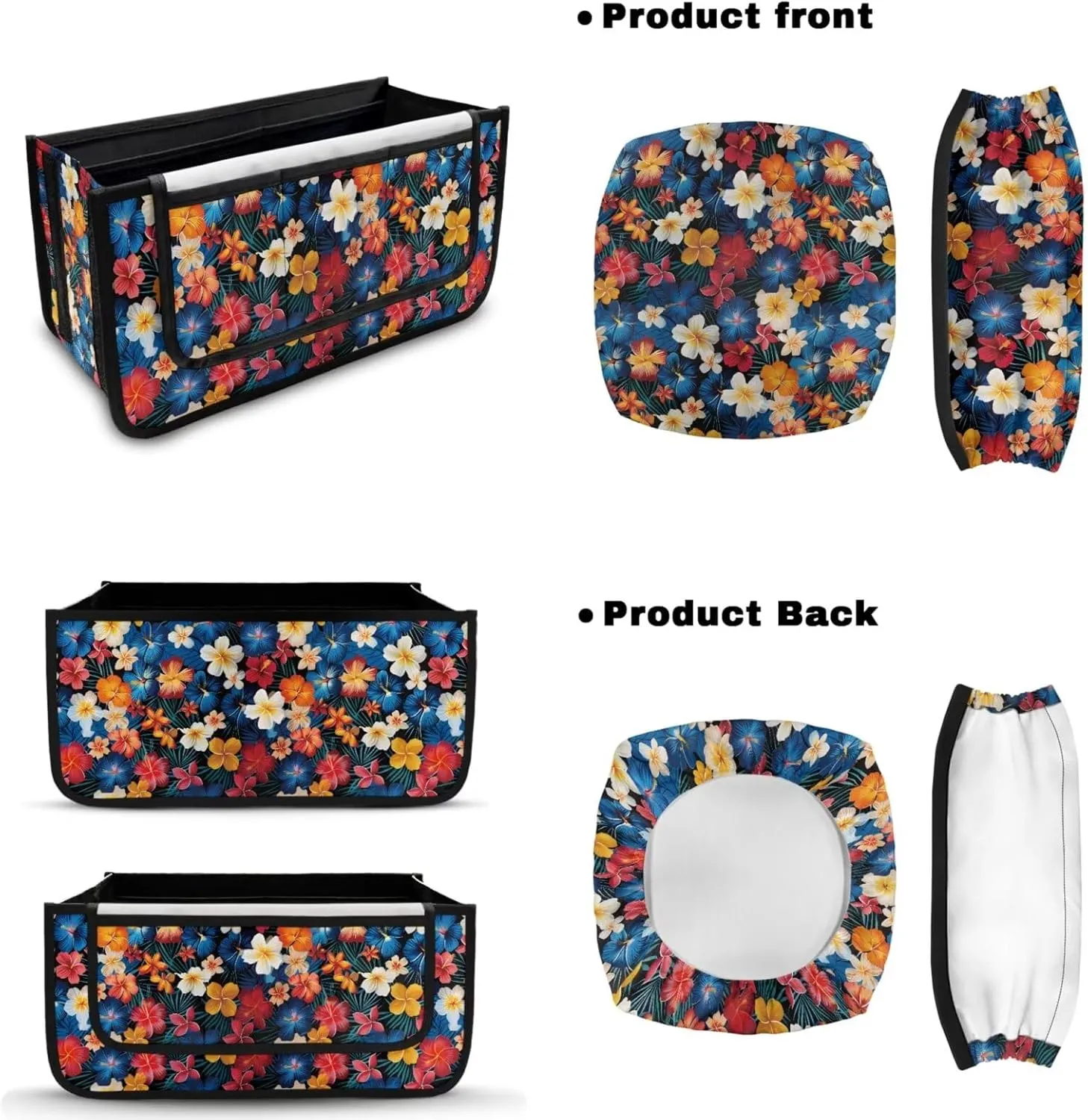 Tropical Hibiscus Flowers 3Pcs Walker Basket for Seniors and Adjustable Seat Covers Soft Rollator Seat Cover Universal Walker Basket Bag for Ladies Removable Rollator Accessories