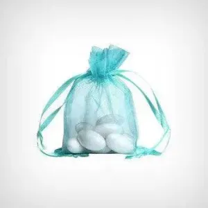 Turquoise Blue Organza Bags (3" x 4")  -  10pc