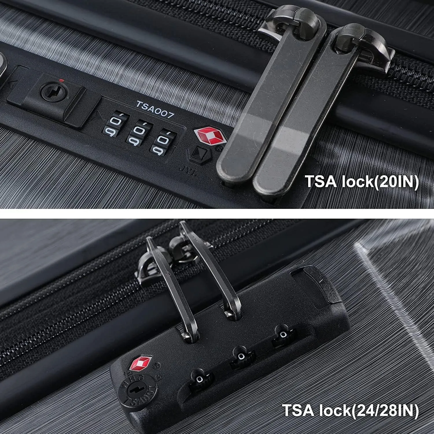 TydeCkare 2 Piece 20/28" Suitcase Sets, Only 20" with Front Pocket, Lightweight ABS PC Suitcase Hardshell Carry Ons with TSA Lock & Spinner Silent Wheels, Black