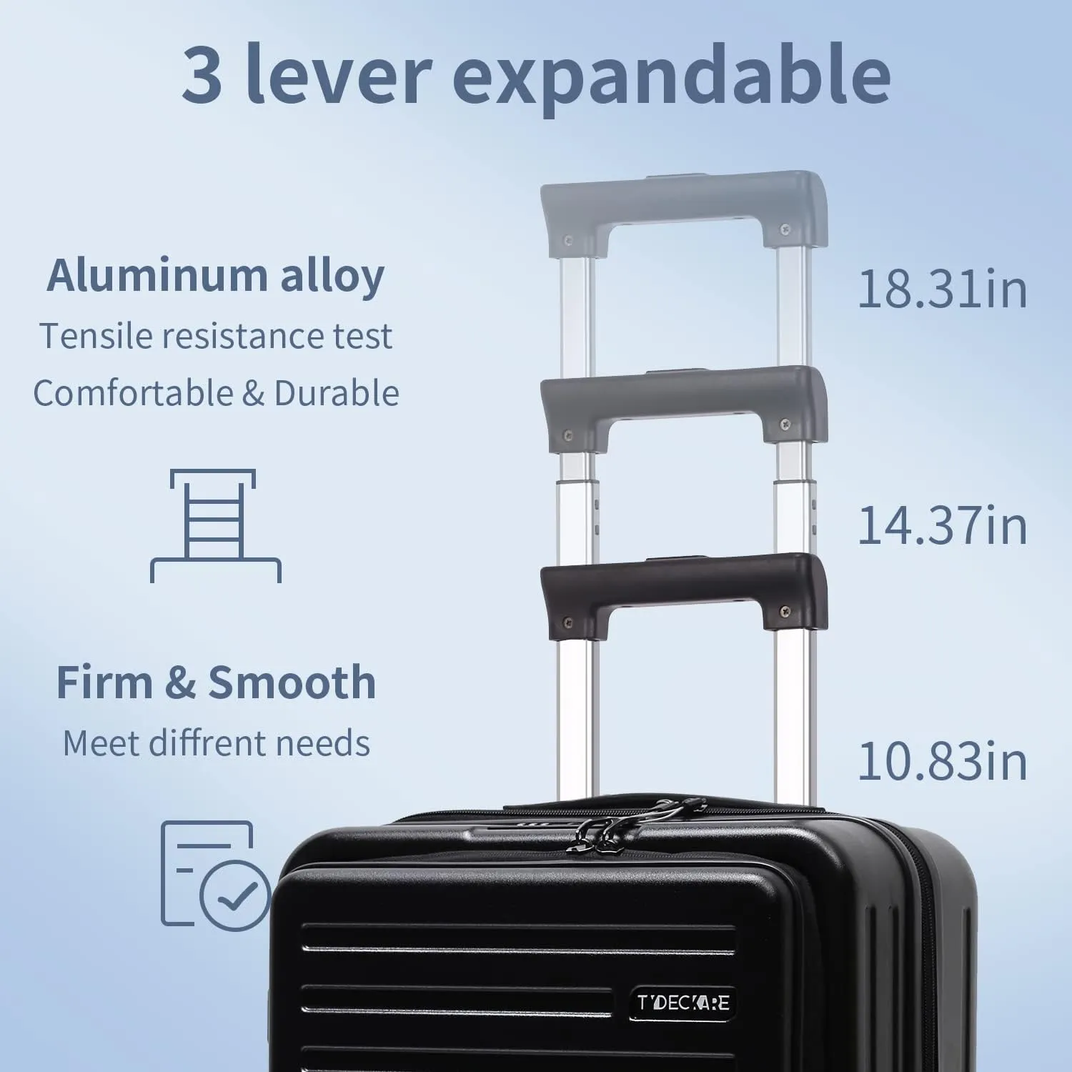 TydeCkare 2 Piece 20/28" Suitcase Sets, Only 20" with Front Pocket, Lightweight ABS PC Suitcase Hardshell Carry Ons with TSA Lock & Spinner Silent Wheels, Black