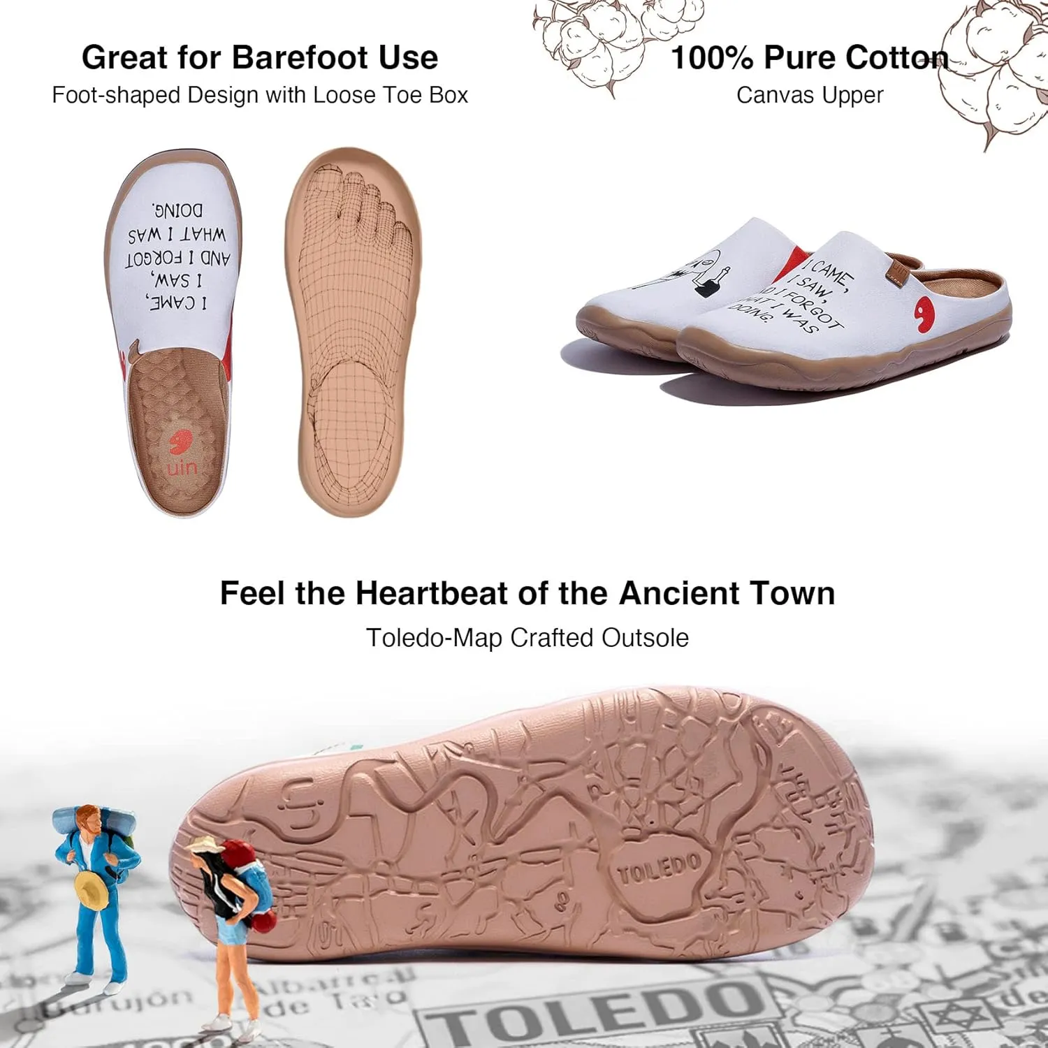 UIN Men's Painted Slipper Lightweight Comfort Mules Walking Casual Household Slip Ons Art Travel Shoes Malaga