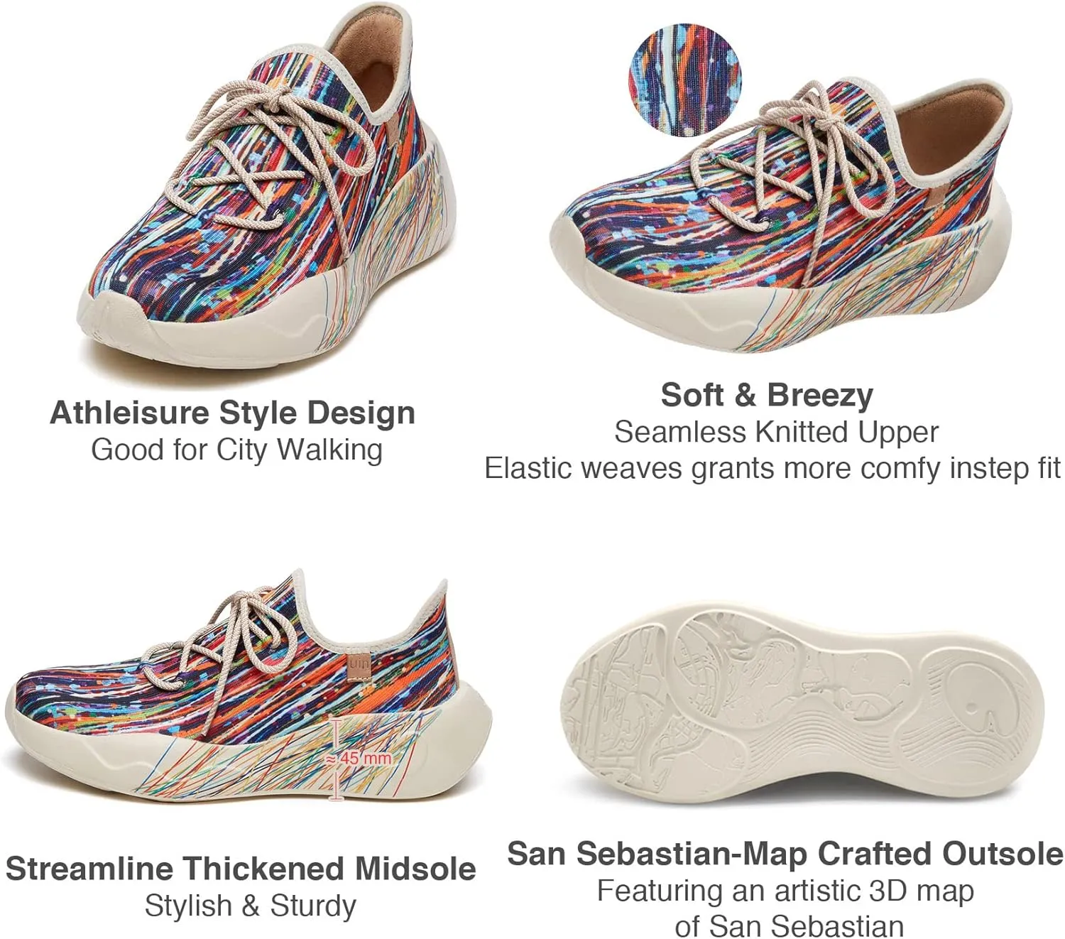 UIN Women's Fashion Sneakers Lightweight Walking Casual Slip Ons Comfortable Art Painted Athletic Travel Shoes