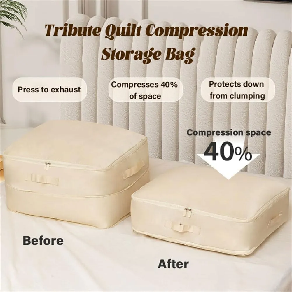 Ultra Space Saving Self Compression Organizer, Blanket Storage Bags, Comforter Storage for Organizing Bedroom, Closet, Clothing, Comforter (2pcs-A, X-Large (for quilts))