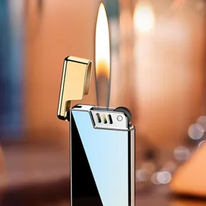Ultra-Thin Butane Lighter Refillable Wheeled Flint Ignition Portable with Adjustable Flame Size for Kitchen Outdoor Candles and More(#6)