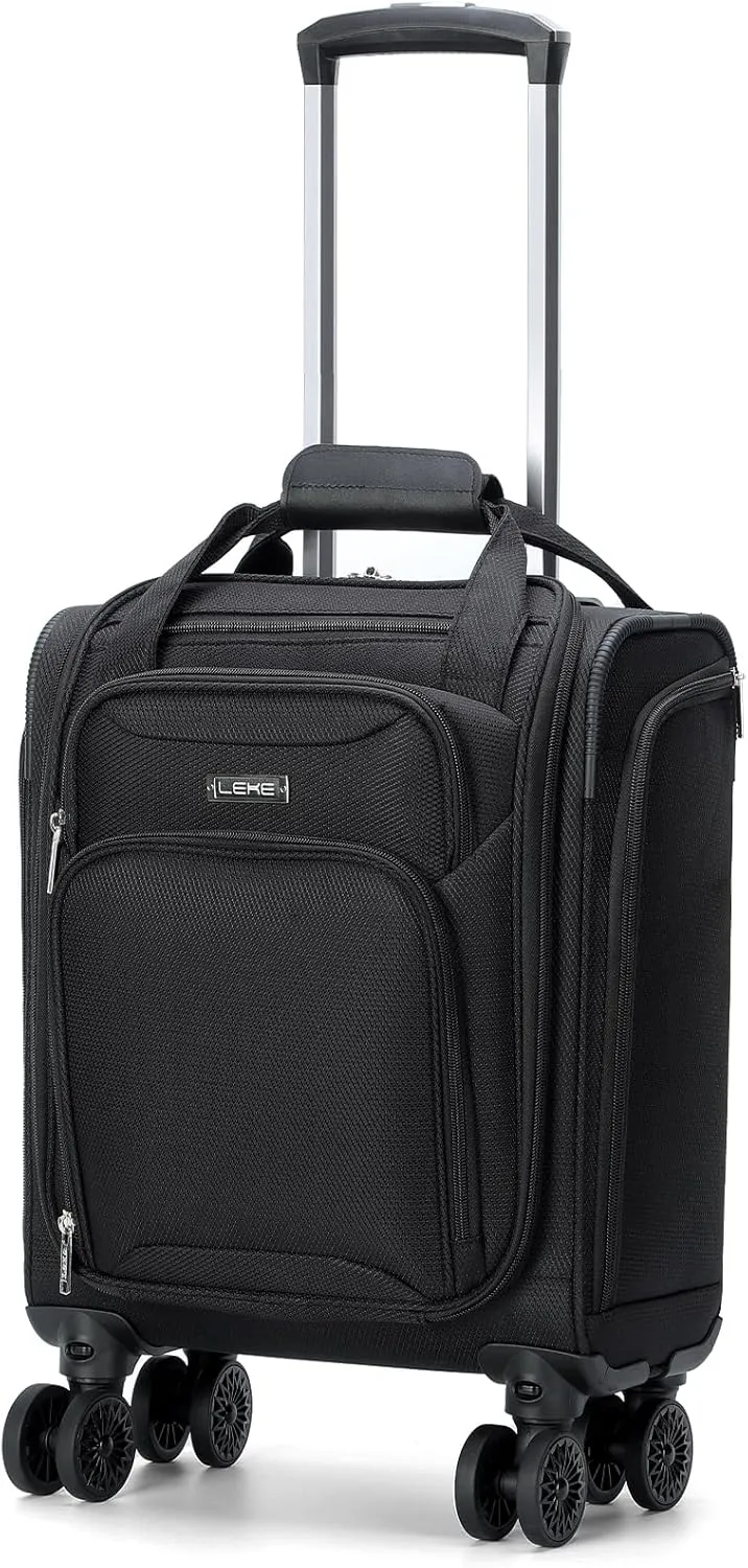 Underseat Carry On Luggage with Wheels, Airline Approved 14 Inch Travel Suitcase with USB Port, Softside Rolling Carry-On Bag with 4 Spinners for Men, Women, Bussiness Trip