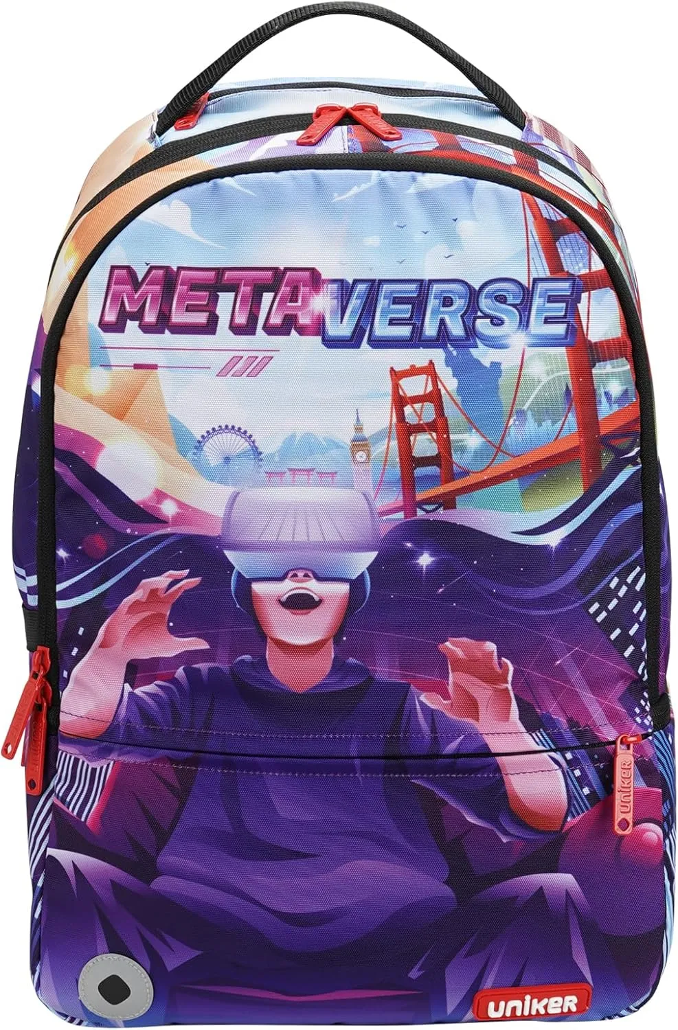 UNIKER Graffiti Backpack Adult,Casual Daypack,Designer Laptop Backpack for 15.6 Inch,Cool Backpack for Men Metaverse