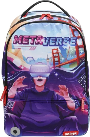 UNIKER Graffiti Backpack Adult,Casual Daypack,Designer Laptop Backpack for 15.6 Inch,Cool Backpack for Men Metaverse
