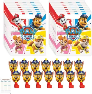 Unique Paw Patrol Party Favors - 16 Paw Patrol Goodie Bags, 16 Blowouts, Checklist - Birthday Decorations - Party Bags and Stuffers