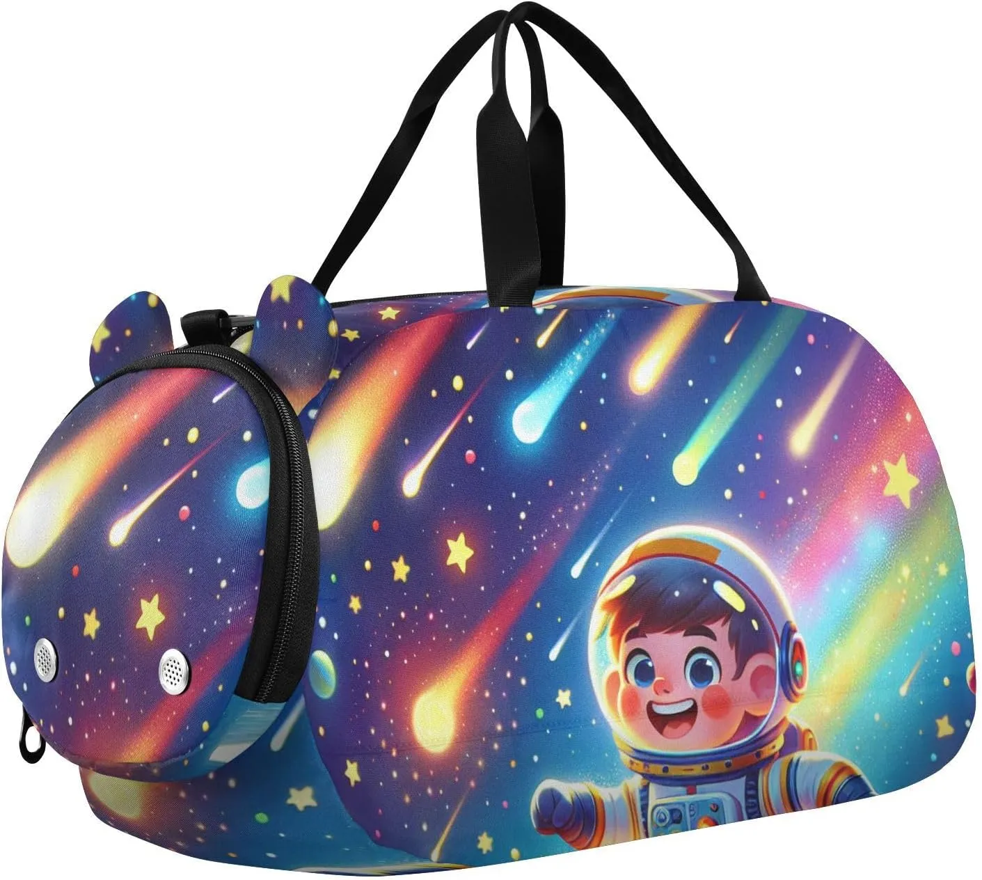 Universe Cute Astronaut Duffle Bag for Girl, Sports Duffle Gym Bags with Shoe Compartment, Personalized Overnight Bag Travel Weekender for Kids