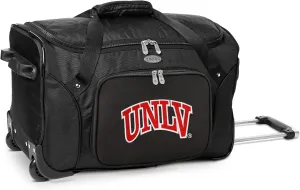 UNLV Runnin' Rebels Lightweight 22-inch Wheeled Duffel Bag with Telescopic Handle - Perfect Overnight Bag for Travel, Weekend Getaways, Airports, Gym, and Commuting