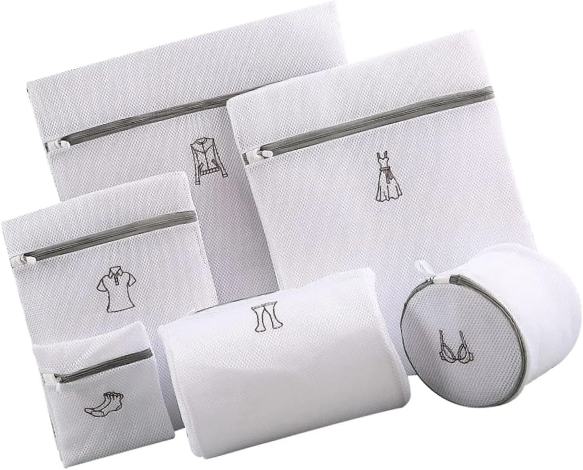 Unomor 1Set Embroidery Laundry Bag Mesh Wash Bags for Clothes Protection Travel Storage Organizer Prevents Tangles Scratches Material for Long Term Use
