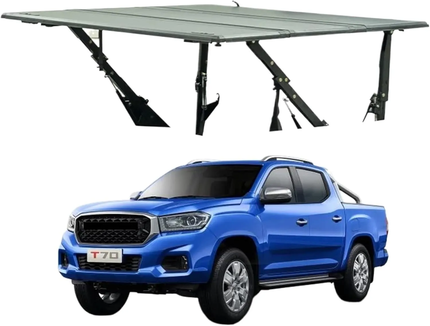 Upgrade Pickup Folding Tonneau Cover Increased Storage Hard Lift-up Tri-fold Bed Cover Compatible with LDV/Maxus T60 T70
