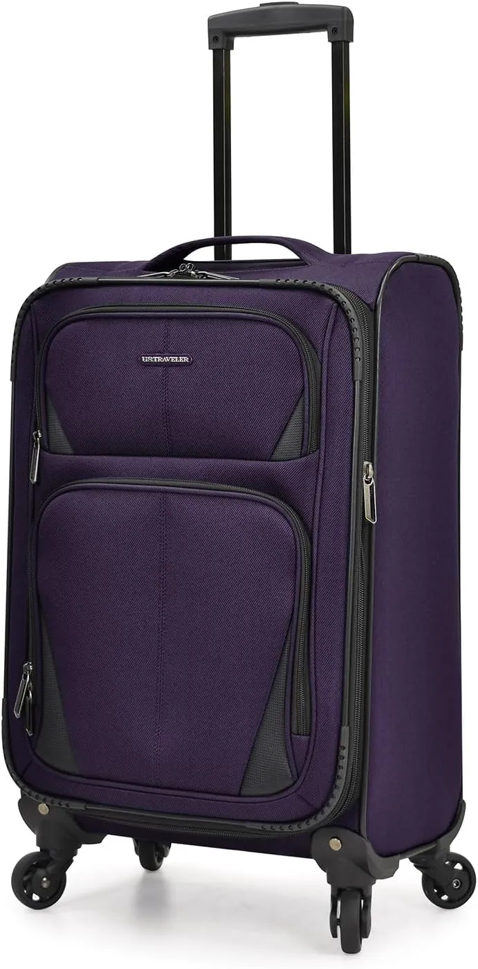 U.S. Traveler Aviron Bay Expandable Softside Luggage with Spinner Wheels, Purple, Carry-on 22-Inch