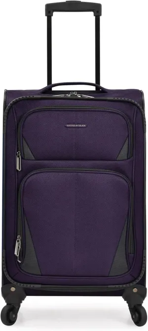 U.S. Traveler Aviron Bay Expandable Softside Luggage with Spinner Wheels, Purple, Carry-on 22-Inch