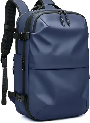 VacPack Backpack with Vacuum, 60L Airback Backpack, Waterproof with TSA Lock, Compression Feature, Fits 17” Laptop, Ideal for Airplane Travel (Blue)