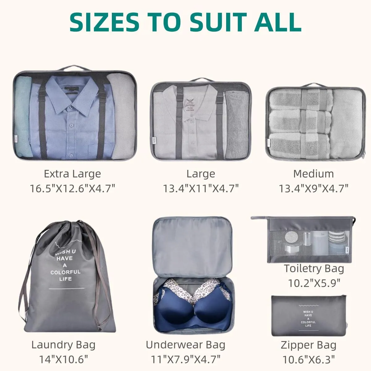VAGREEZ Packing Cubes 7 Pieces