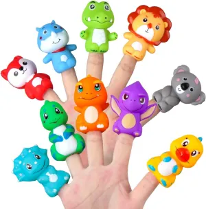 Vanmor Rubber Animal Bath Finger Puppets for Toddlers, Finger Puppets for Kids Easter Basket Stuffers Egg Fillers, Silicone Finger Toys for Baby Pinata Fillers Goodie Bag Fillers Party Favors