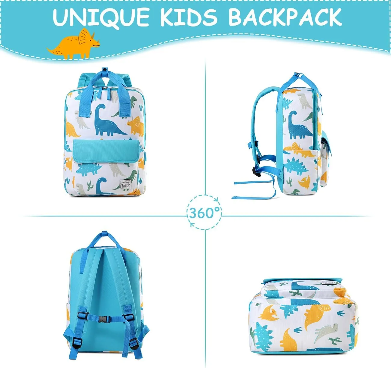 VASCHY Dinosaur Backpacks Kids, Lightweight Toddler Kids Preschool Backpack for Children