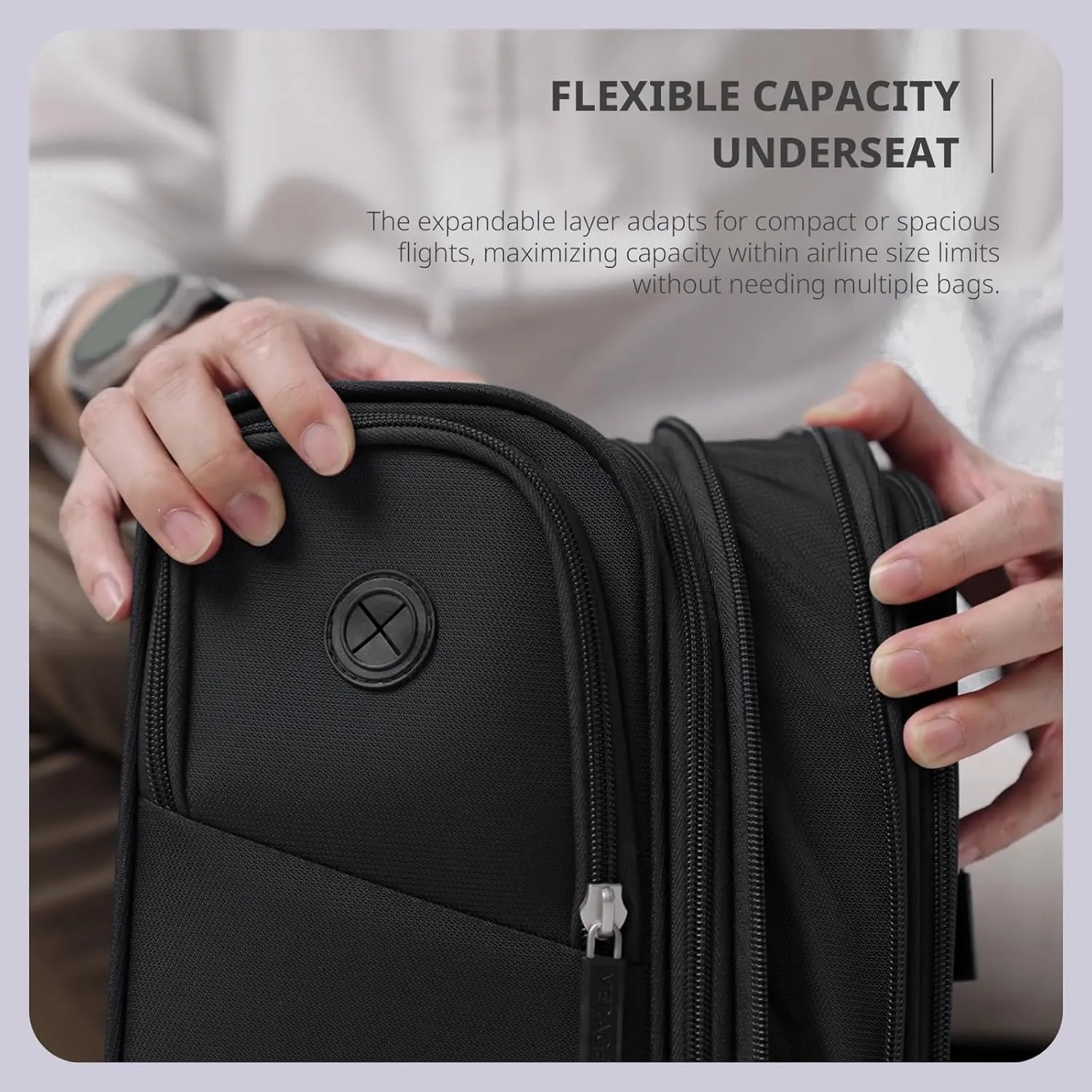 Verage 16 inch Underseat Carry On Luggage with Wheels, Black Softside Small Suitcase Spinner Wheeled Rolling Travel Laptop Bag for Airlines Airplanes Short Trip Men Women