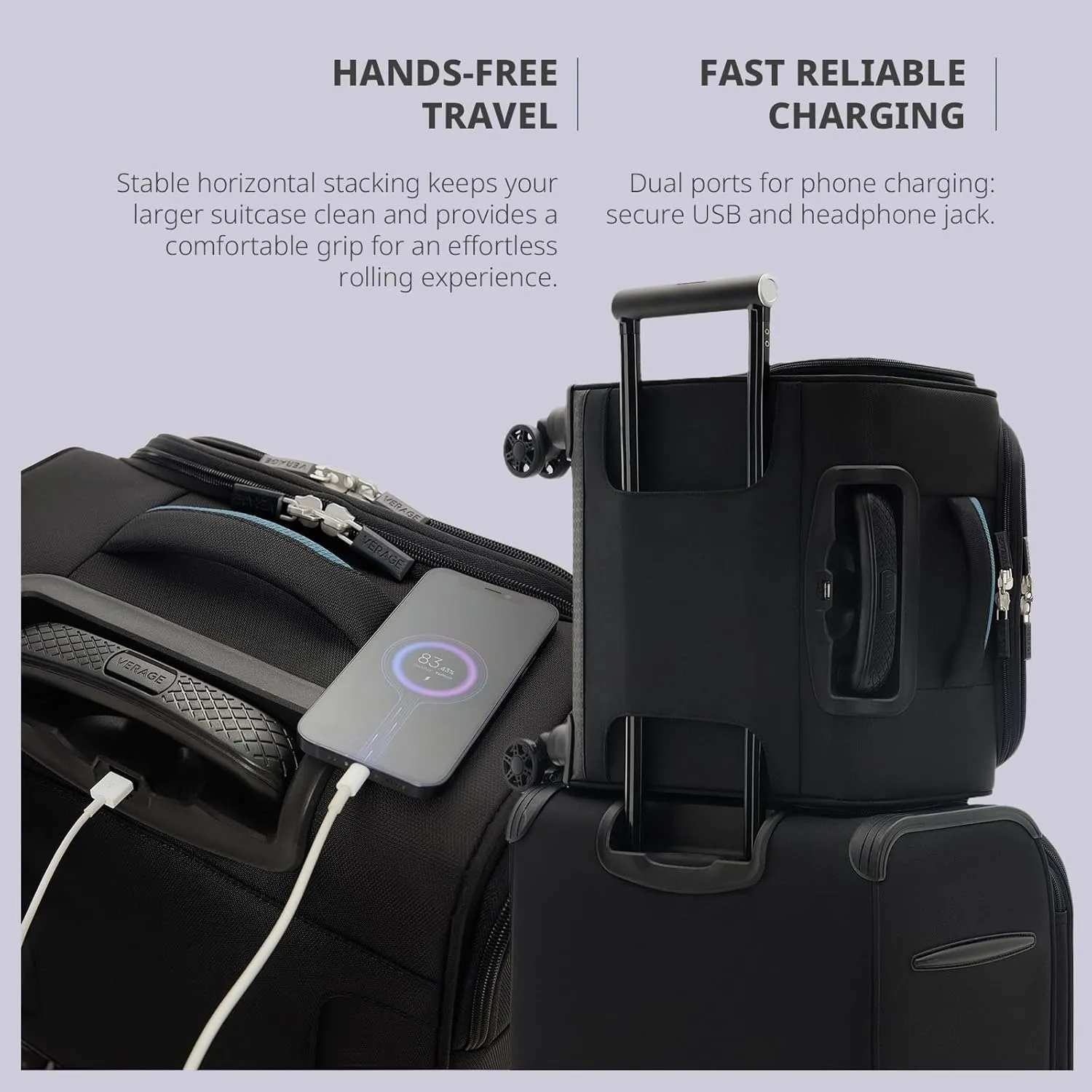 Verage Underseat Carry On Luggage with Wheels & USB Port,14 inch Wheeled Spinner Bag Carry-on Luggages for Airlines, Lightweight Suitcase Men Women, Pilots and Crew (14.5-Inch Plus Underseat Pro)