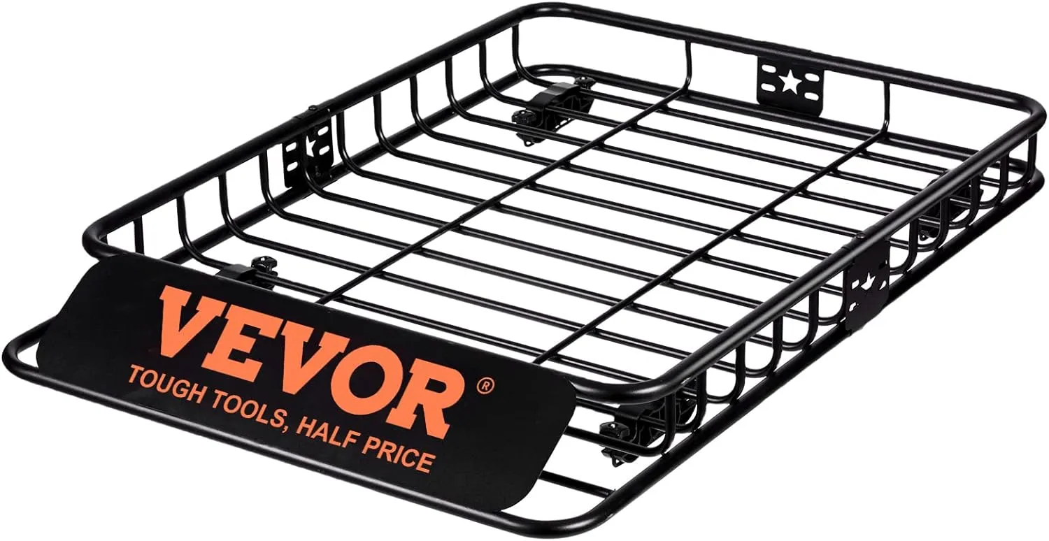 VEVOR Roof Rack Cargo Basket, 51" x 36" x 5" Rooftop Cargo Carrier w/ 15 Cu Ft Waterproof Cargo Bag, 200 LBS Capacity Universal Rack Carrier for SUV, Truck, Pickup