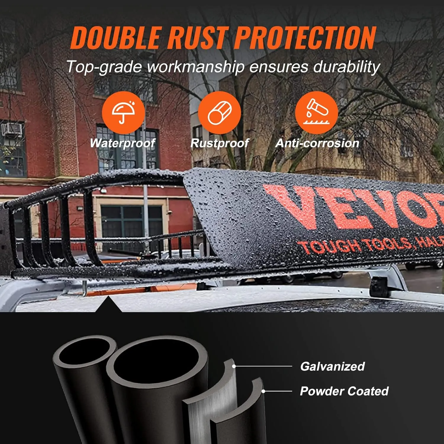 VEVOR Roof Rack Cargo Basket, 51" x 36" x 5" Rooftop Cargo Carrier w/ 15 Cu Ft Waterproof Cargo Bag, 200 LBS Capacity Universal Rack Carrier for SUV, Truck, Pickup