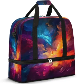 Vibrant Chaos Travel Duffel Bag, Travel Essentials, Gym Bag for Women, Weekender Overnight Bag With Shoes Compartment, Carry On Bags for Airplanes