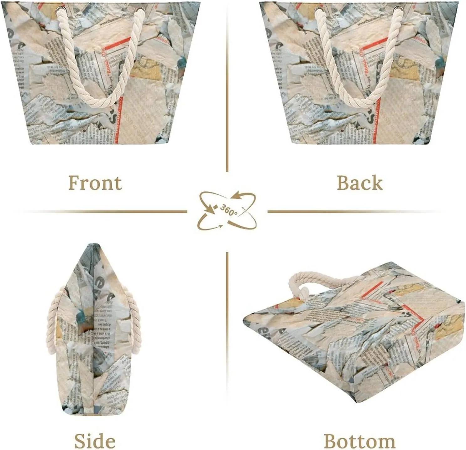 Vintage Style of Suits of Playing Cards Beach Bags for Women Large Tote Bag with Zipper Travel Carry Grocery Handbag