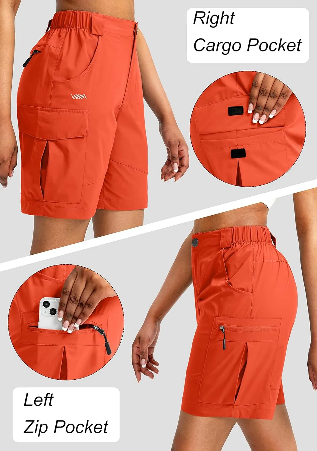 Viodia Women's 7" Hiking Cargo Shorts with Pockets Quick Dry Lightweight Shorts for Women Golf Casual Summer Shorts