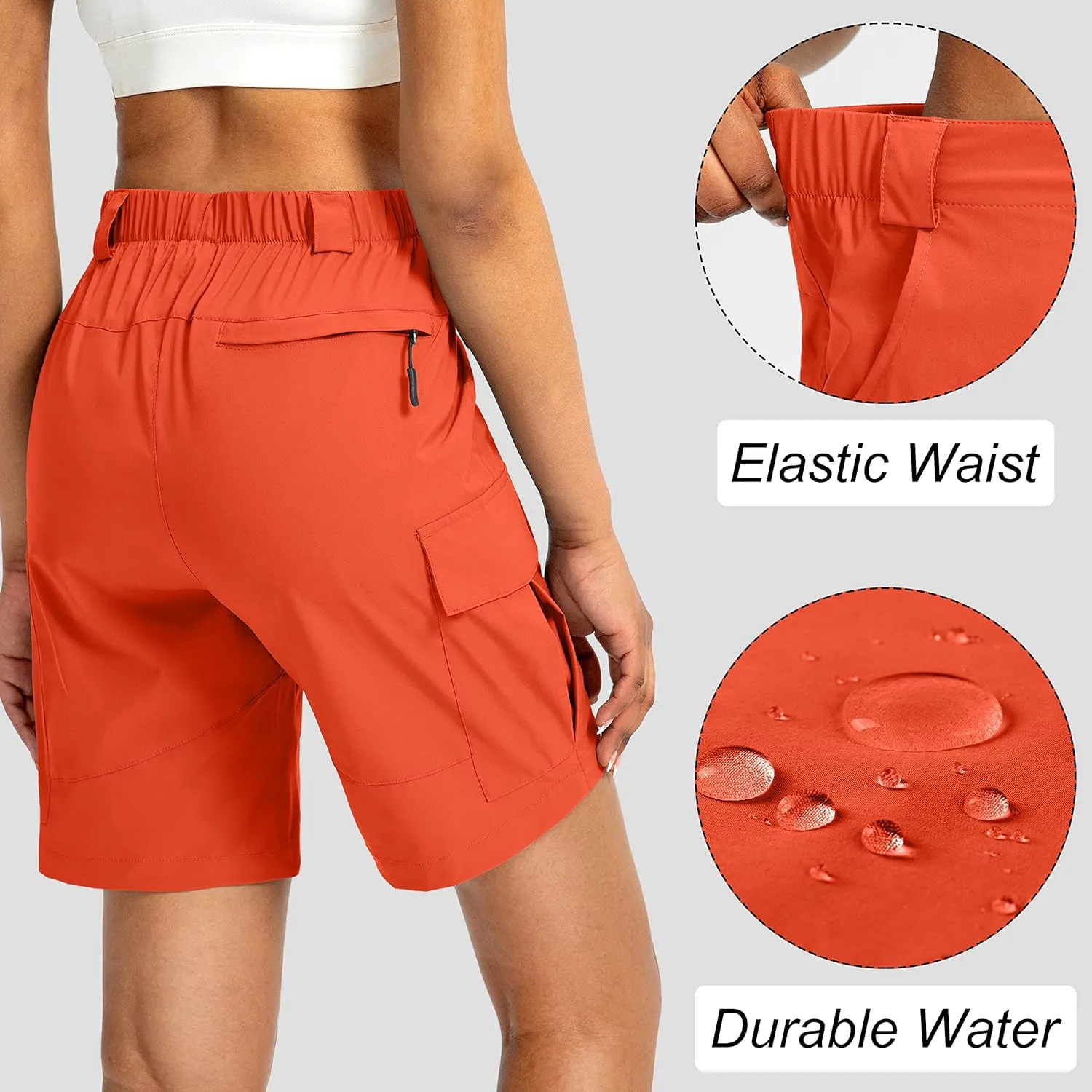 Viodia Women's 7" Hiking Cargo Shorts with Pockets Quick Dry Lightweight Shorts for Women Golf Casual Summer Shorts