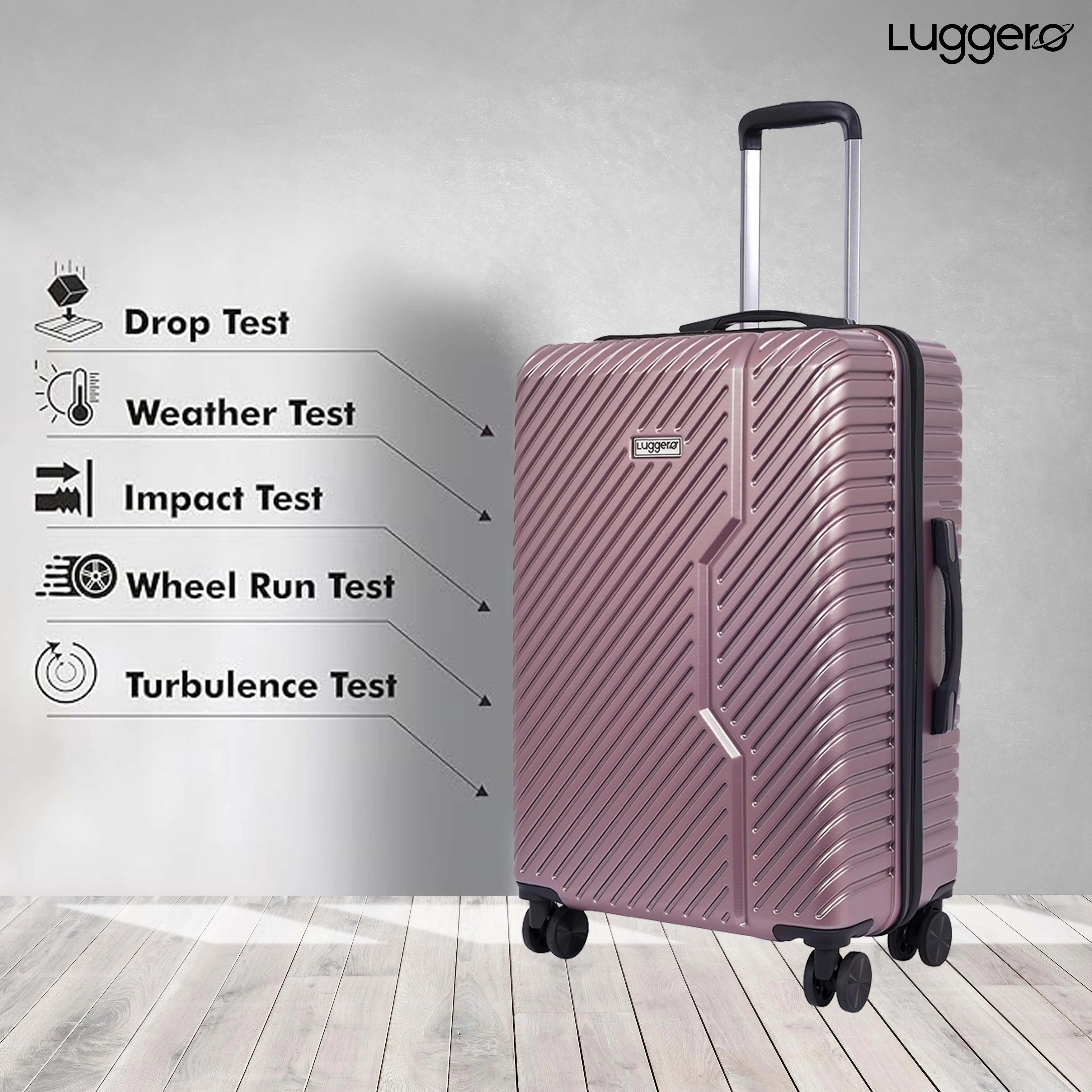 Vivid Rose Gold Light weight luggage