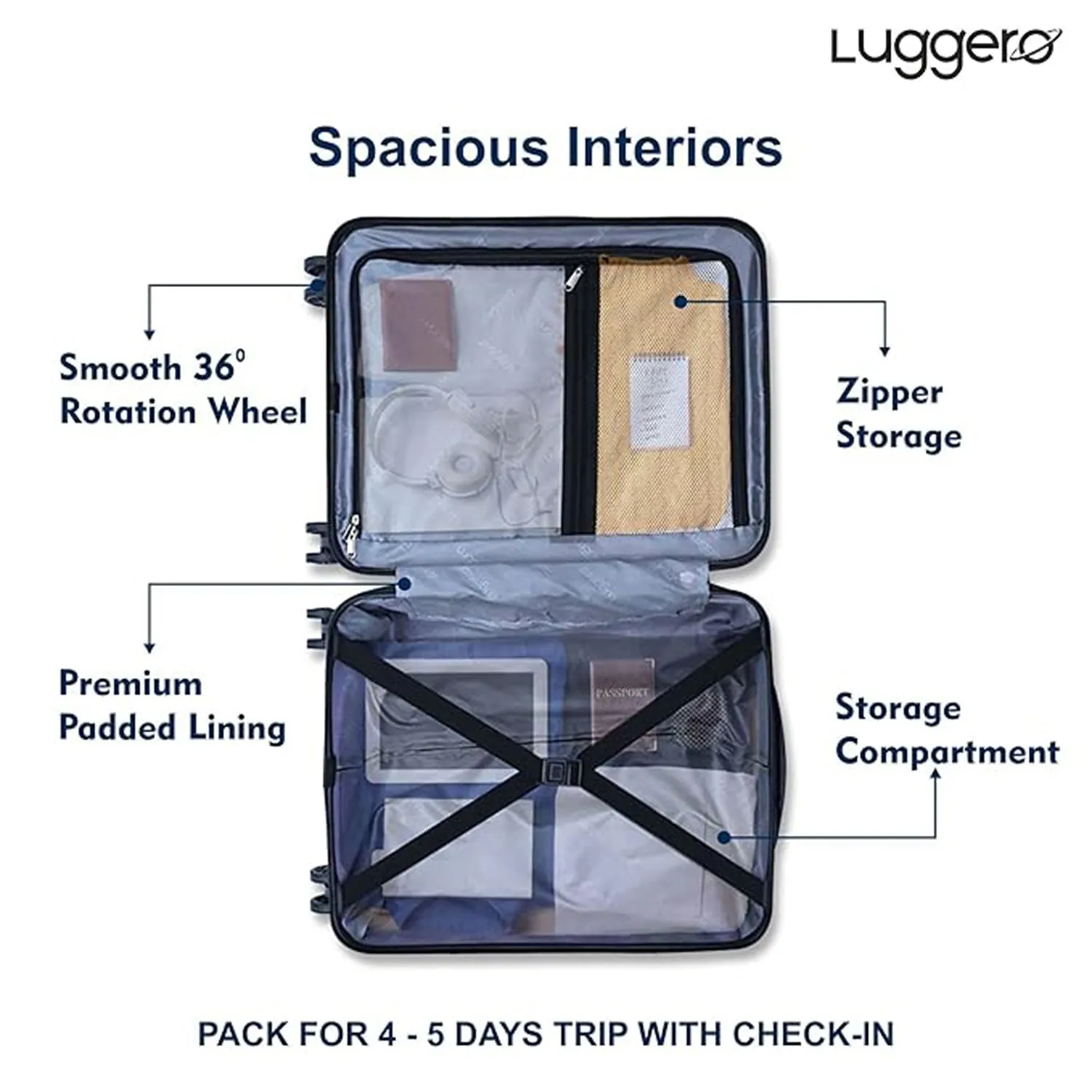 Vivid Silver Light weight luggage - Cabin & Medium