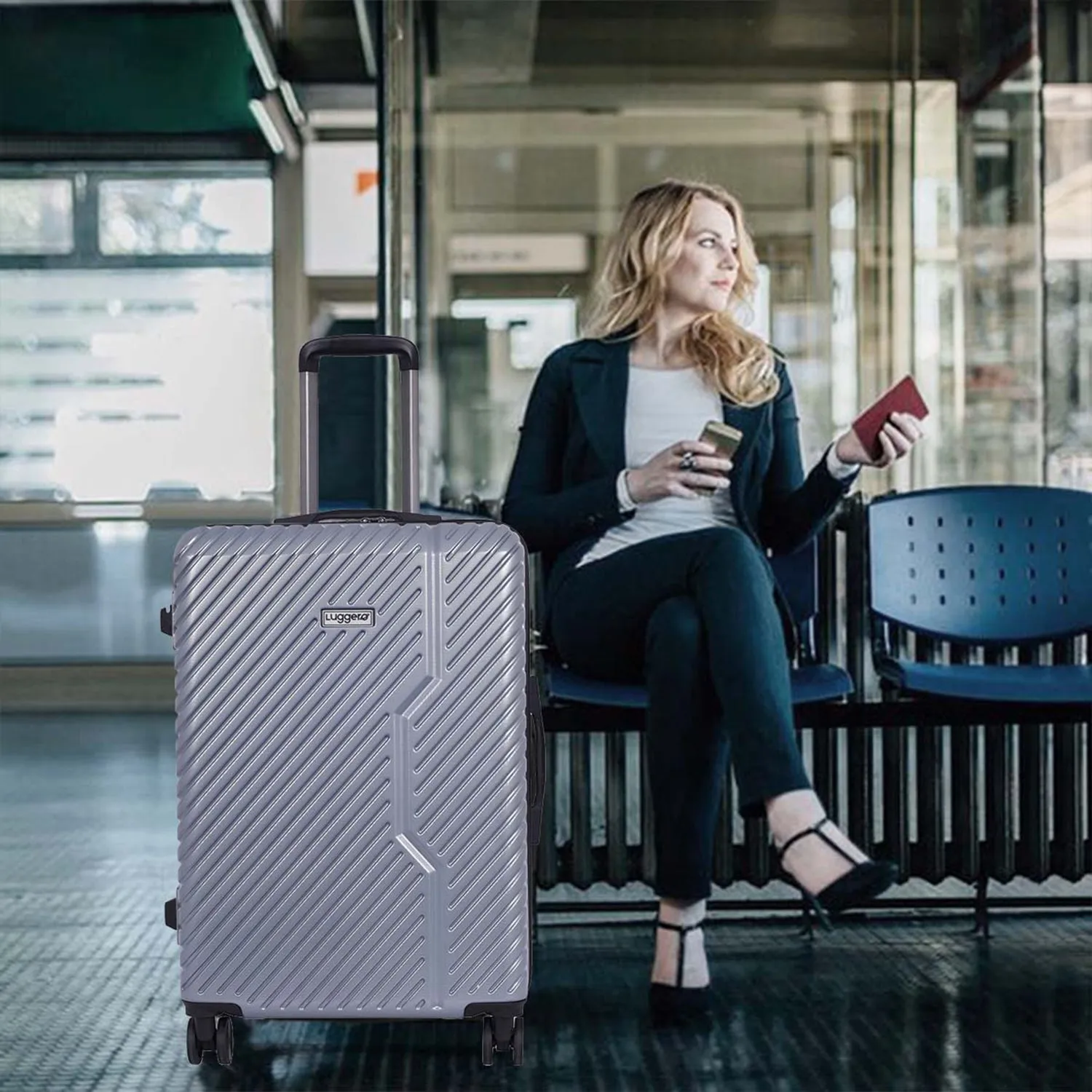 Vivid Silver Light weight luggage - Cabin & Medium