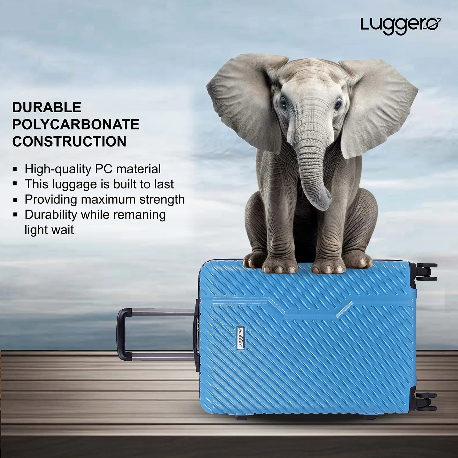 Vivid Sky Blue Light weight luggage - Medium & Large