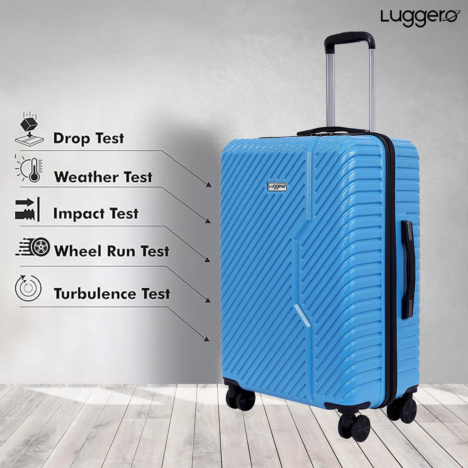 Vivid Sky Blue Light weight luggage - Medium & Large