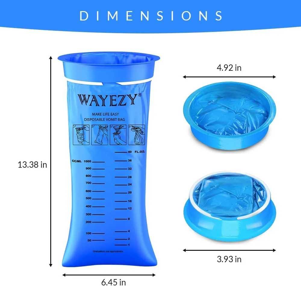 Vomit bags Pack Of 50 each 1000 milliliter, Disposable Barf Bag, Throw Up and Emesis Bag for Nausea Travel Motion Morning Air Sea Car Sickness
