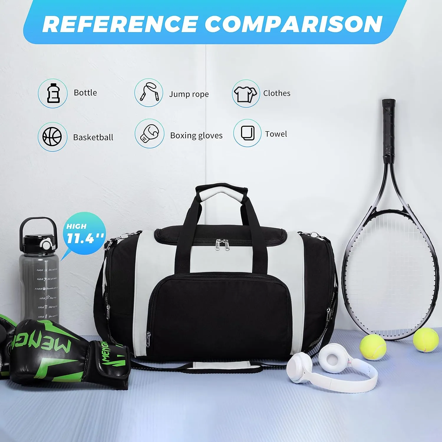 Vorspack Duffle Bag for Travel - 40L/21 Inches Duffel Bag Small Duffle Bag for Men Weekender Bag with Water Bottle Pocket for Travel Sports - White
