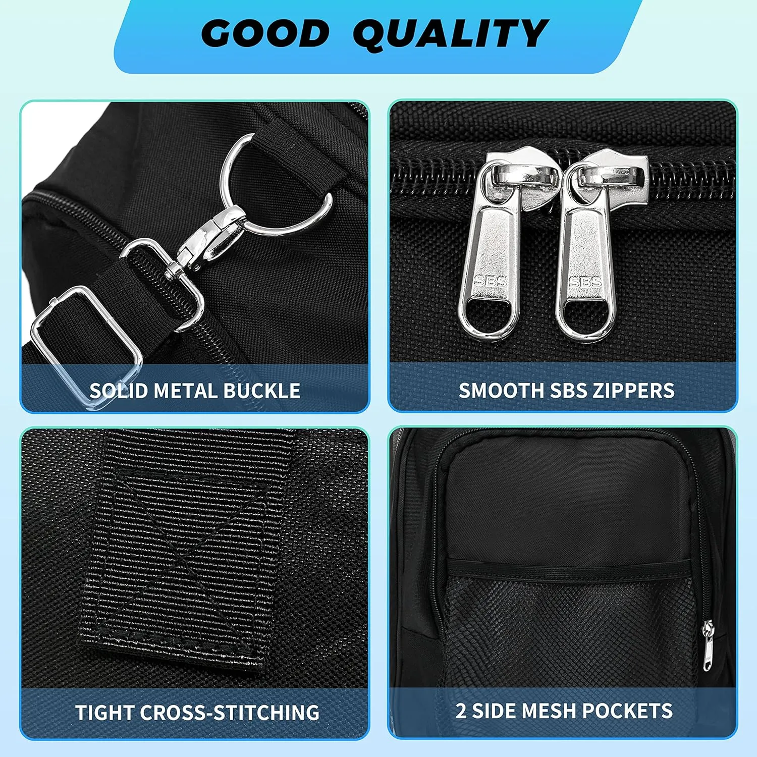 Vorspack Duffle Bag for Travel - 40L/21 Inches Small Duffel Bag for Men Weekender Bag with Water Bottle Pocket for Travel Sports - Black