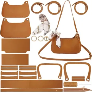 WADORN PU Leather Underarm Bag Making Kits, DIY Imitation Leather Handmade Bags Findings for Handcrafts Bag Making DIY Craft Underarm Handbag Set for Women Handbag Making Gifts, Dark Goldenrod