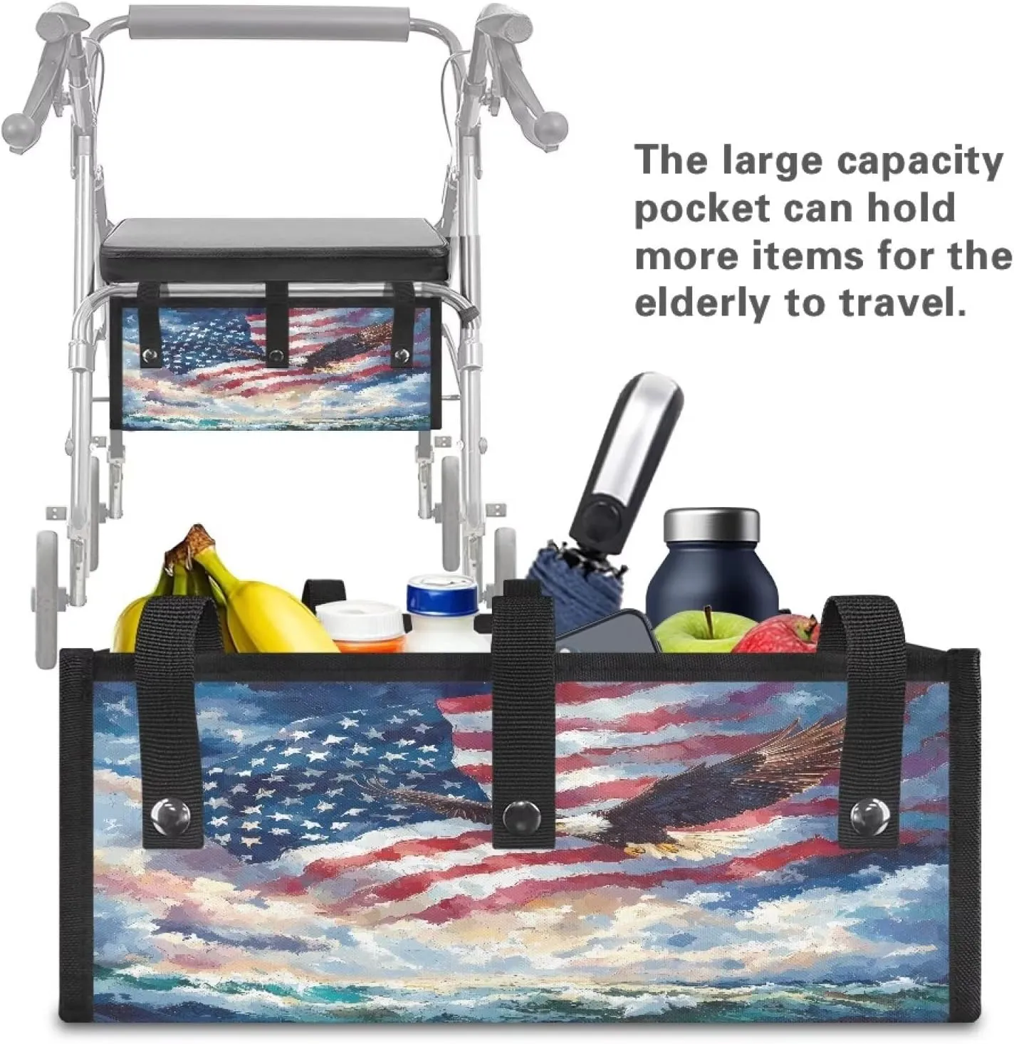 Walker Bag, Eagle Portable Rollator Walker Basket Under Seat Rollator Bag Walker Basket for Four Wheel Rollator Waterproof Basket Carry Insert for Women Men Seniors