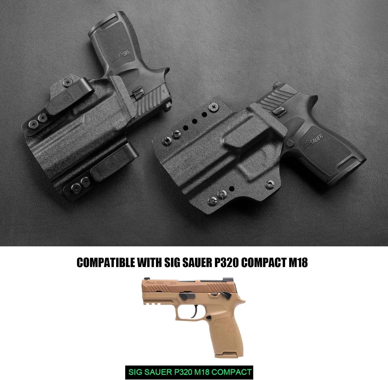 WARRIORLAND IWB & OWB Convertible Holster, Fits Glock 17/19/ 19X/ 22/23/ 26/31/ 32/43/ 43X/ 44/45, Taurus G2C/G3C, 1911 5" No Rail, Sig P320-M17/ P320-M18, Optic Cut & Adj Ride Height, Right Hand