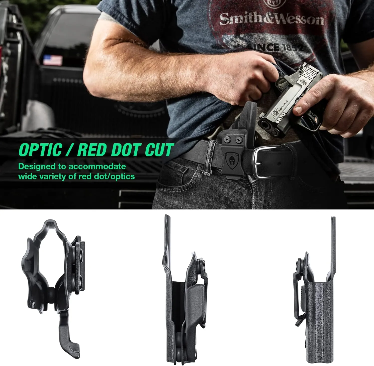 WARRIORLAND IWB Kydex Holster Optic Cut & Claw, Compatible with Glock 17/19/ 19X/ 43/ 43X/ 43Xmos, P365/ P320, G2C/G3C, Hellcat/Hellcat Pro, M&P 9/.40, Shield 9/.40, Shield EZ/ SD9VE, EC9s and More