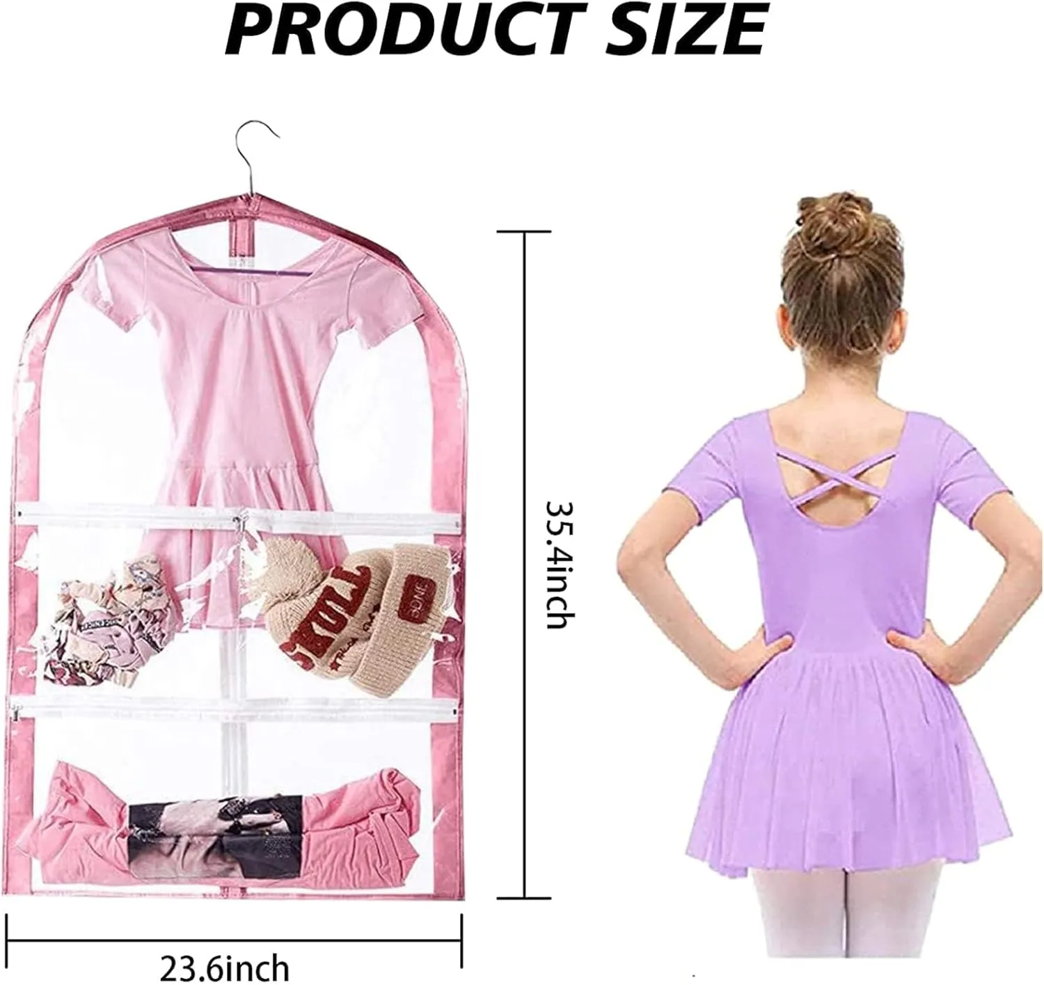 Waterproof Hanging Garment Bag,3 Pack Clear Kids Dance Costume Garment Cover,35 Inch Garment Bags for Hanging Clothes,Garment Bag for Dance Competitions Travel