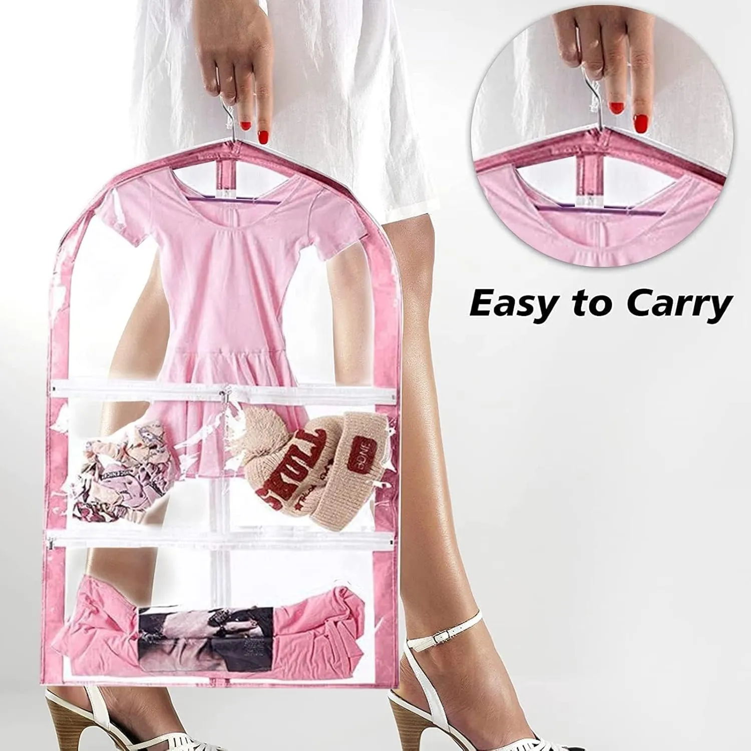 Waterproof Hanging Garment Bag,3 Pack Clear Kids Dance Costume Garment Cover,35 Inch Garment Bags for Hanging Clothes,Garment Bag for Dance Competitions Travel