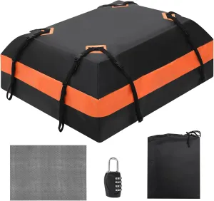 Waterproof Rooftop Cargo Carrier Bag – Durable 15/21 Cubic Feet Roof Rack Storage with Waterproof Zippers, 8 Reinforced Straps, 6 Door Hooks, and Security Lock – Universal Fit for All Vehicles