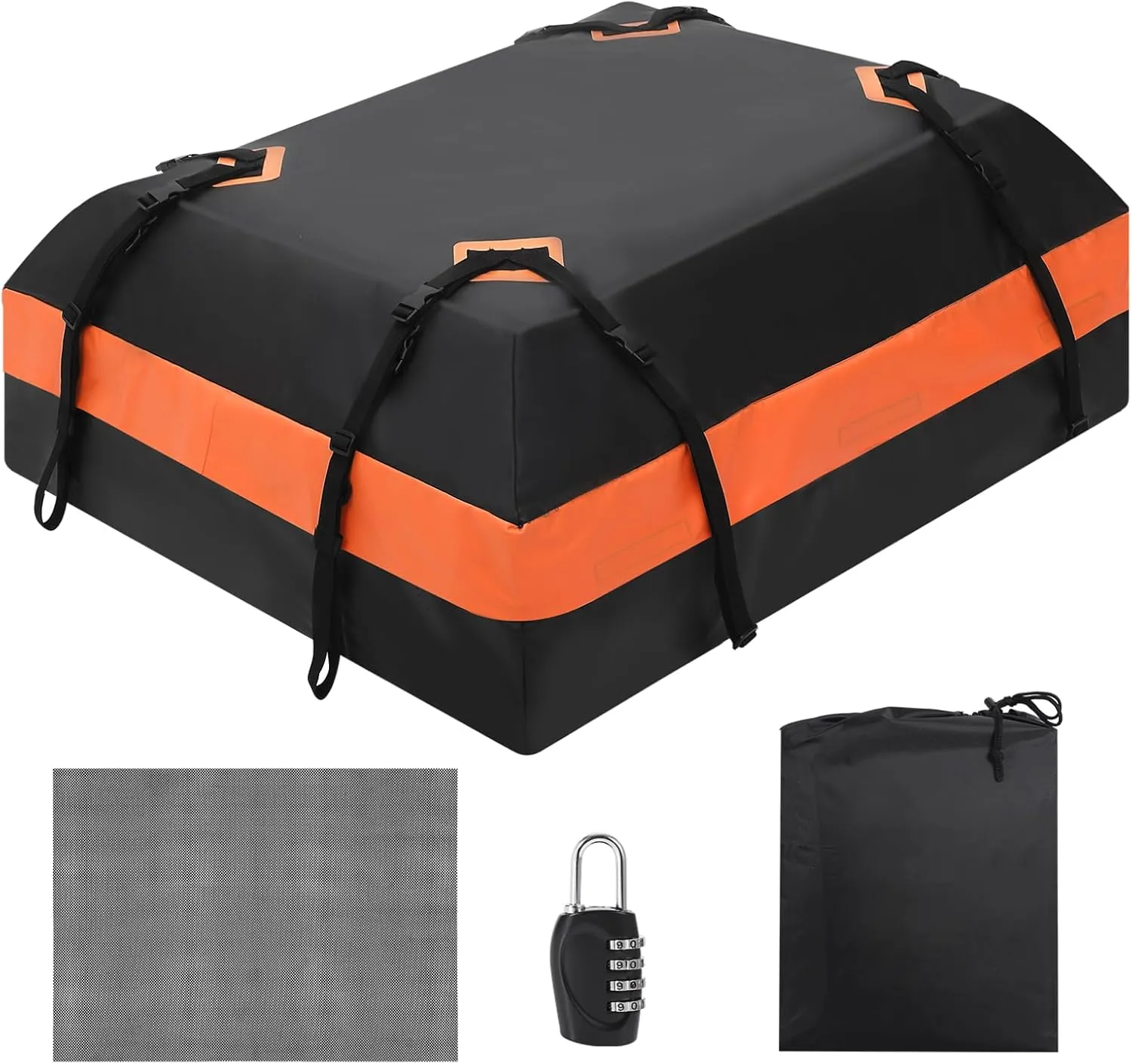 Waterproof Rooftop Cargo Carrier Bag – Durable 15/21 Cubic Feet Roof Rack Storage with Waterproof Zippers, 8 Reinforced Straps, 6 Door Hooks, and Security Lock – Universal Fit for All Vehicles