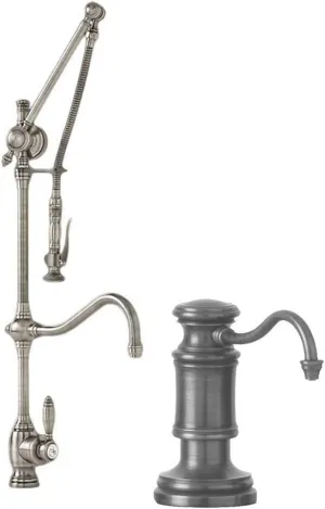 Waterstone 4400-2-AC Traditional Gantry Pulldown Faucet - Hook Spout 2pc. Suite Antique Copper