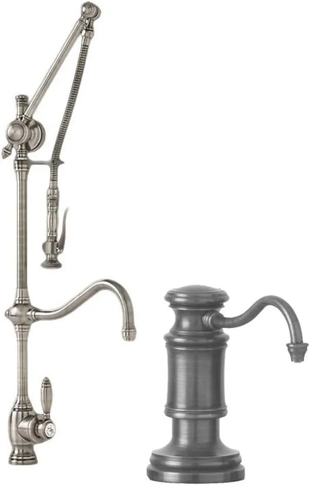 Waterstone 4400-2-AMB Traditional Gantry Pulldown Faucet - Hook Spout 2pc. Suite American Bronze