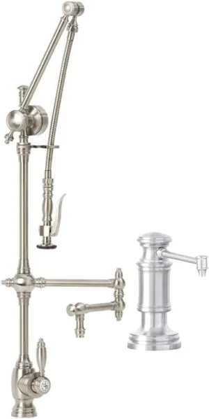 Waterstone 4410-12-2-PG Gantry Pulldown Faucet 12" Articulated Spout 2pc Suite Polished Gold