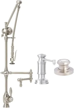 Waterstone 4410-12-3-AMB Gantry Pulldown Faucet 12" Articulated Spout 3pc Suite American Bronze